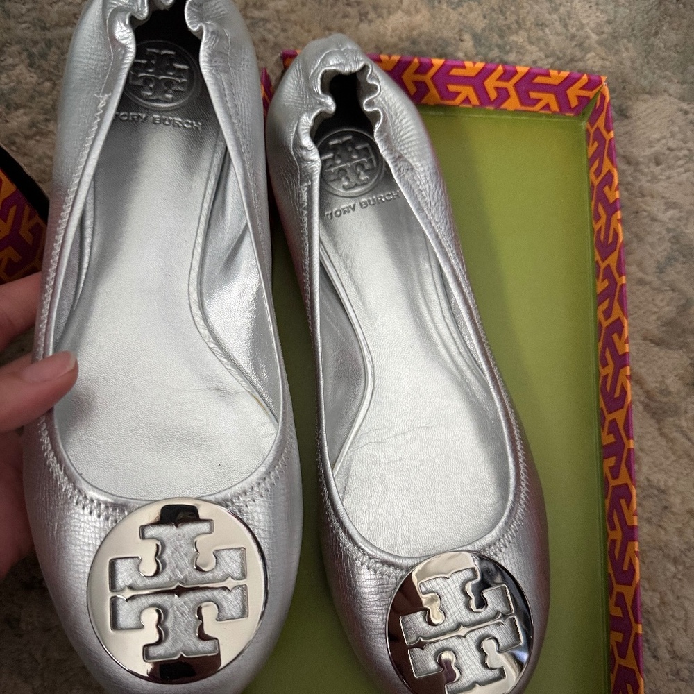 Tory Burch metallic Reva flats